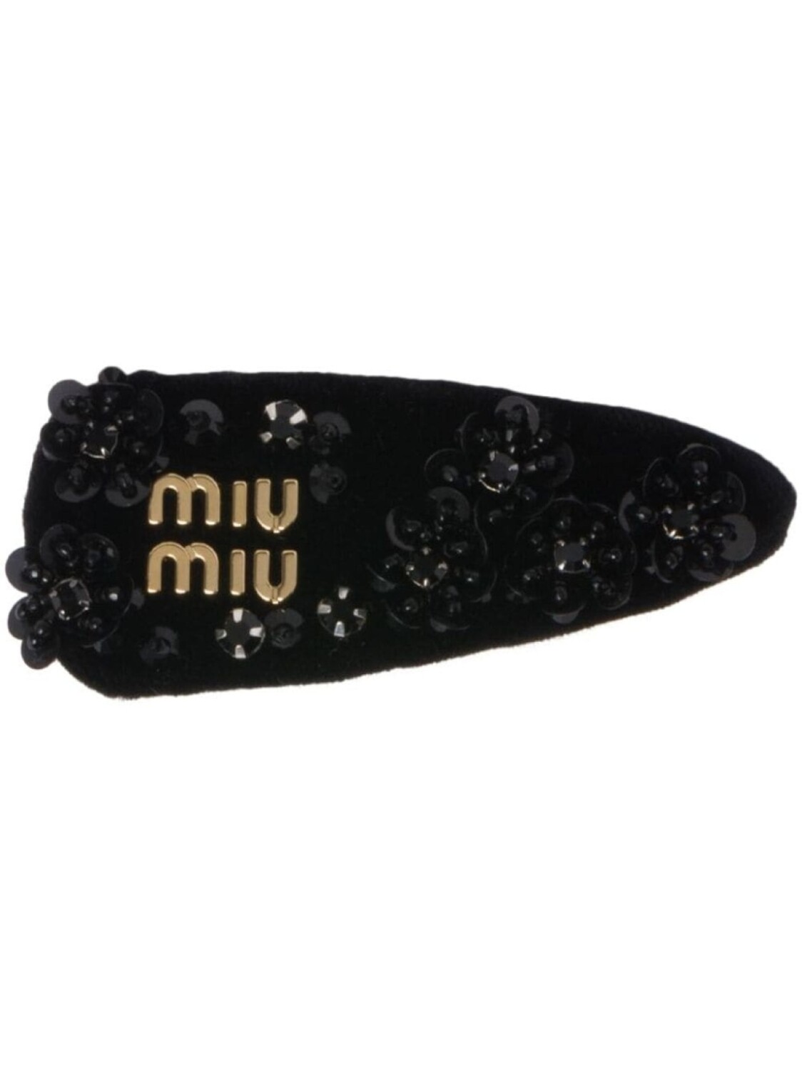 

Miu Miu бархатная заколка для волос с логотипом и пайетками, черный