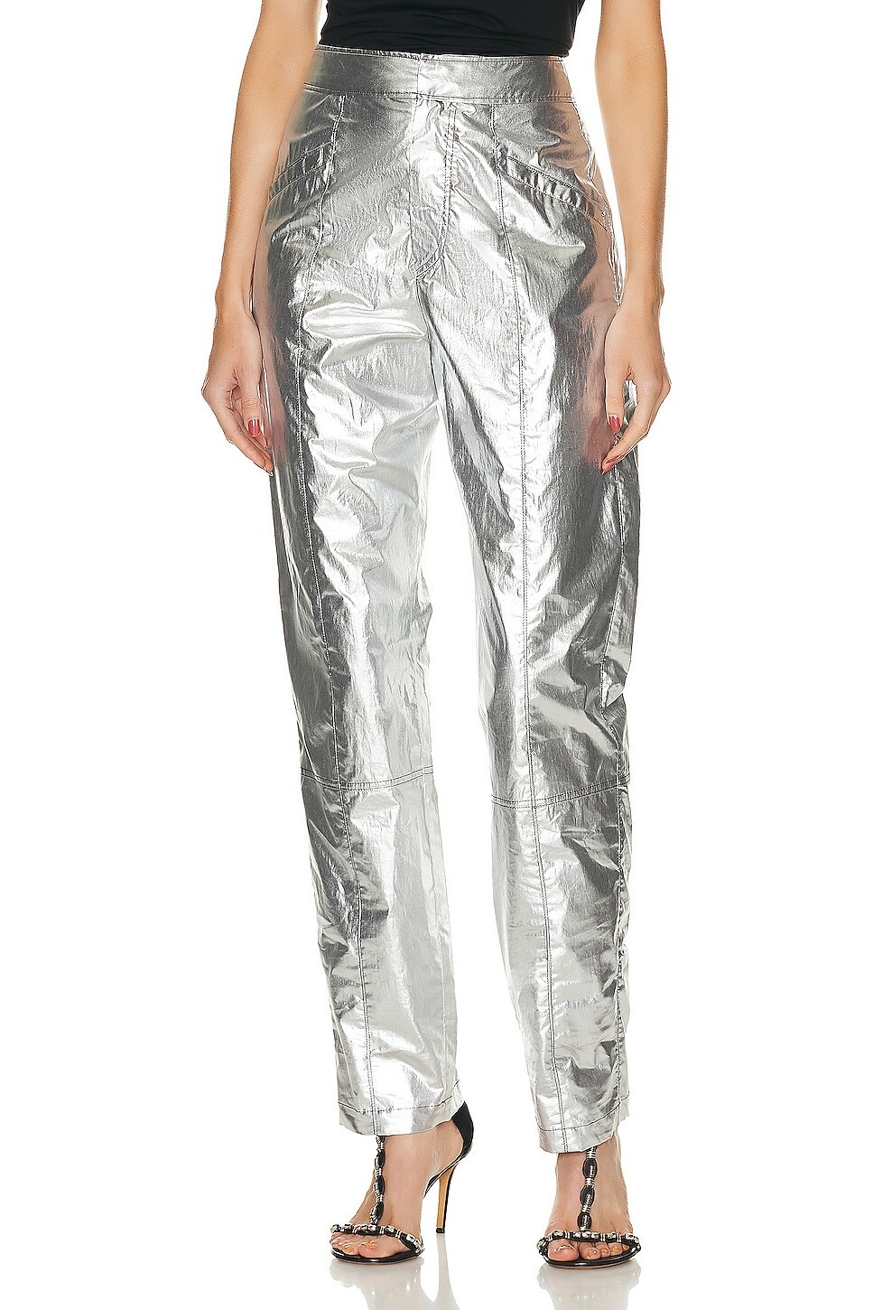 

Брюки Isabel Marant Anea Coated Cotton, серебряный, Серый