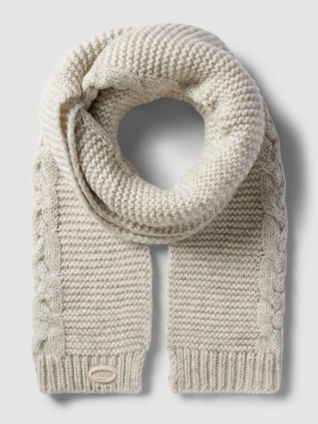 

Вязаный шарф с узором «косы» Guess, светло-серый