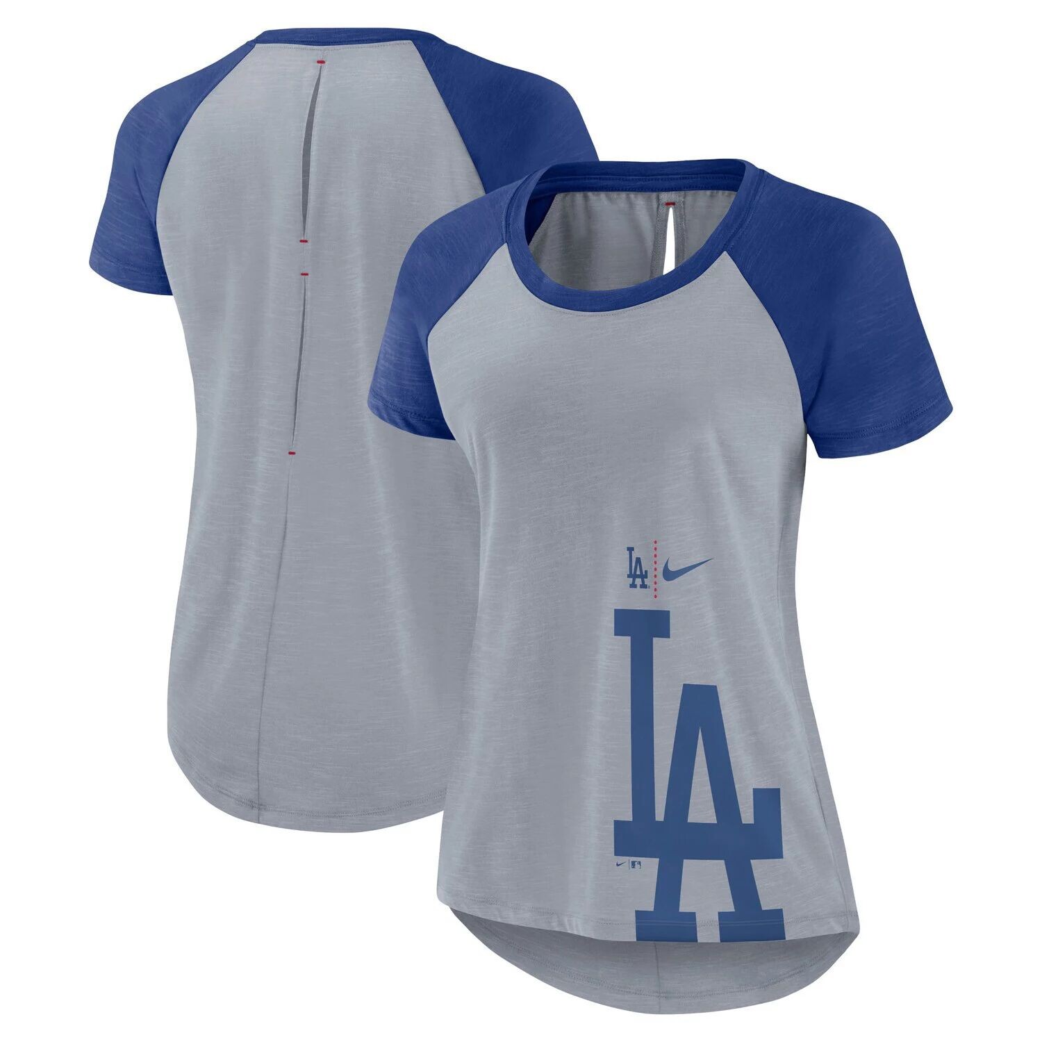 

Женская модная футболка Nike Heather Grey Los Angeles Dodgers Summer Breeze Raglan Fashion Nike
