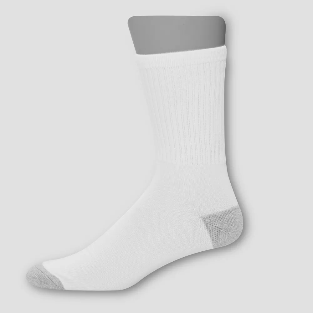 

Мужские легкие комфортные носки Hanes Super Value Crew Socks 20 шт., цвет White/Gray