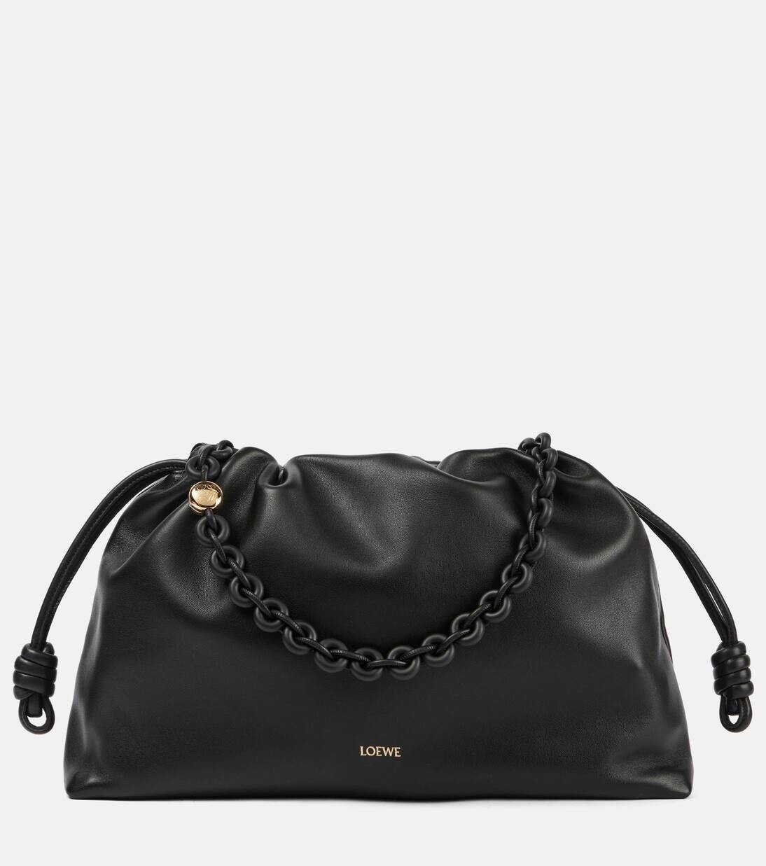 

Фламенко Большой кожаный клатч Loewe, черный