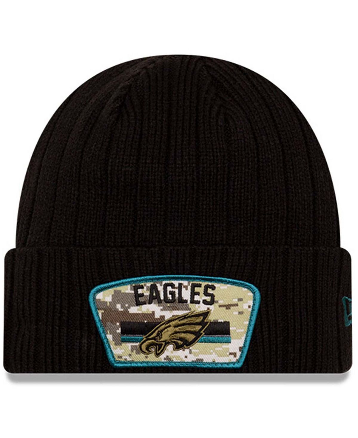 

Мужская черная вязаная шапка Philadelphia Eagles 2021 Salute To Service с манжетами New Era