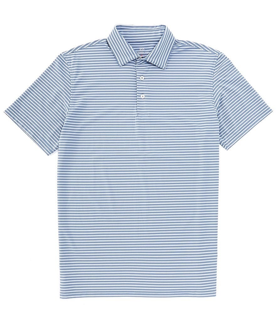 

Рубашка-поло из стрейча с короткими рукавами Southern Tide Brrr°eeze Beattie Stripe Performance, синий