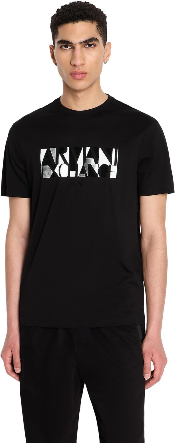 

Футболка с металлическим логотипом Armani Exchange, черный