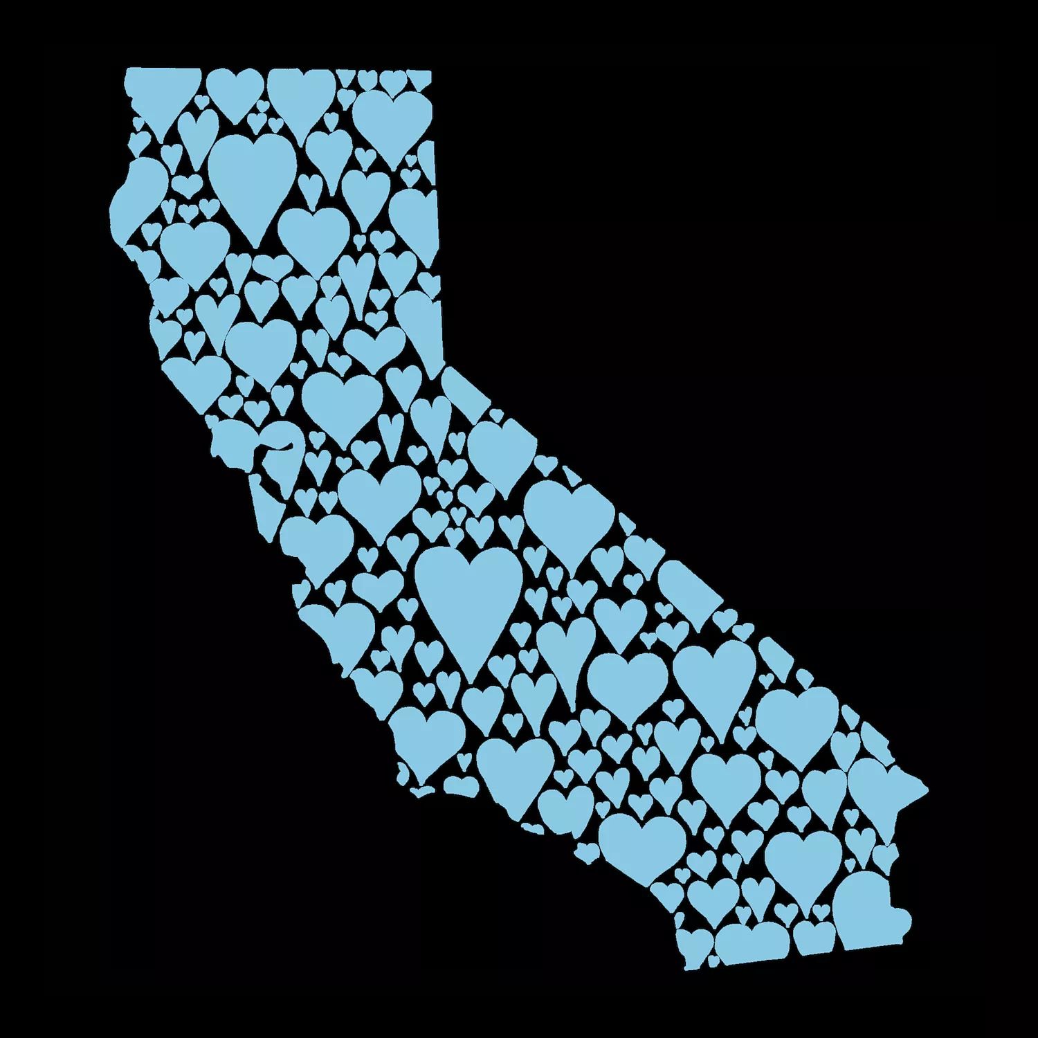 California Hearts — мужская футболка с рисунком Word Art LA Pop Art, серый