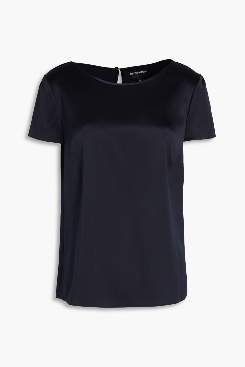 

Топ из атласа стрейч-шелк Emporio Armani, темно-синий