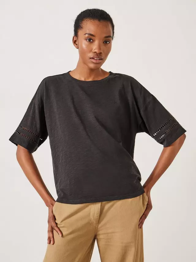 

Футболка HUSH Lucie Lace Trim Cotton, черный