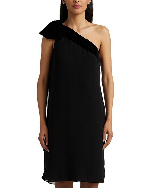 

Платье из смешанной техники на одно плечо Ralph Lauren, цвет Black