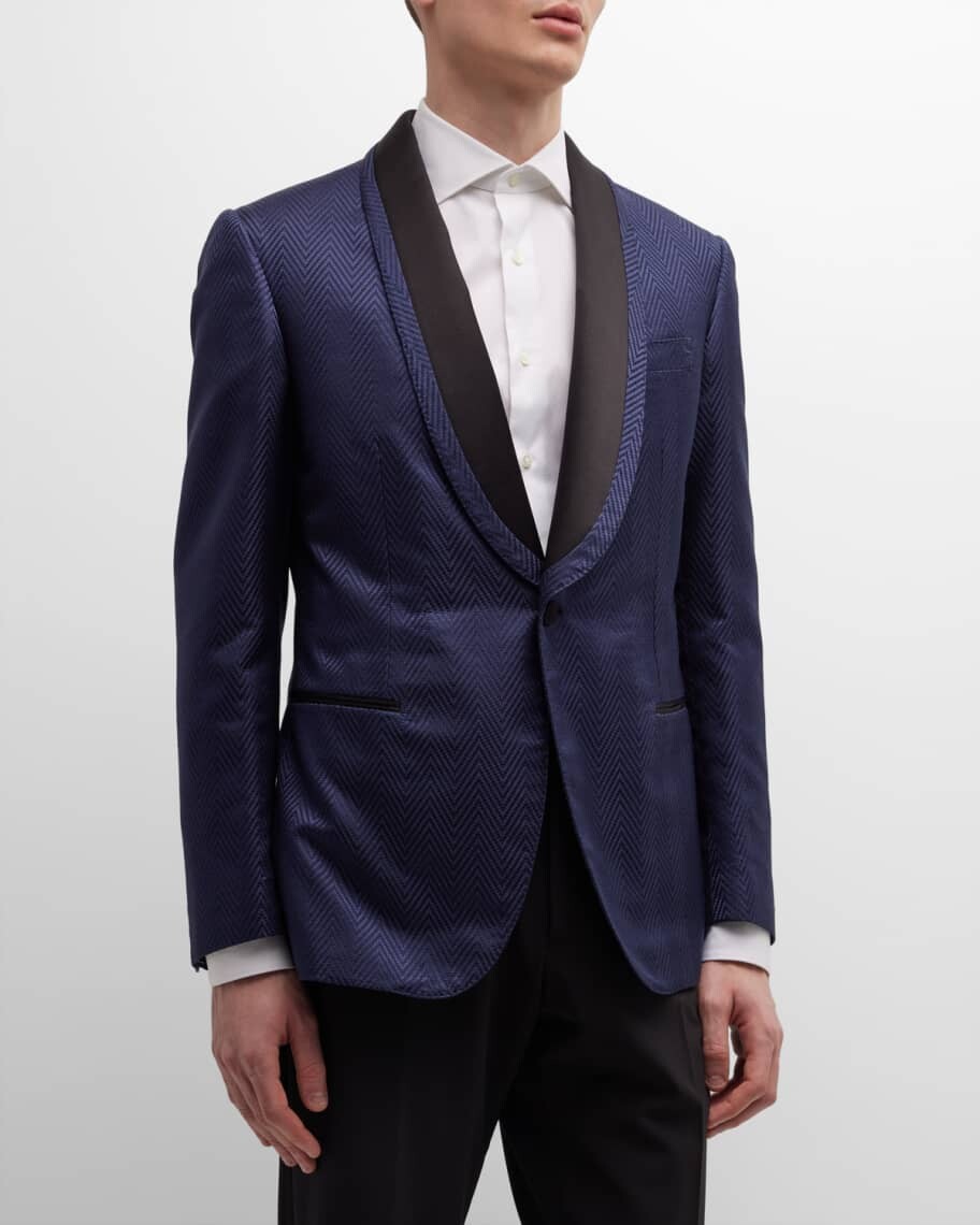 

Мужское спортивное пальто с шалью в елочку Brioni, Черный