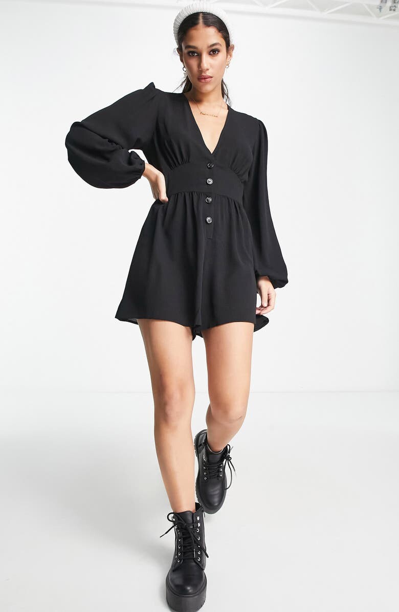 

Комбинезон с глубоким вырезом и длинными рукавами ASOS DESIGN, черный