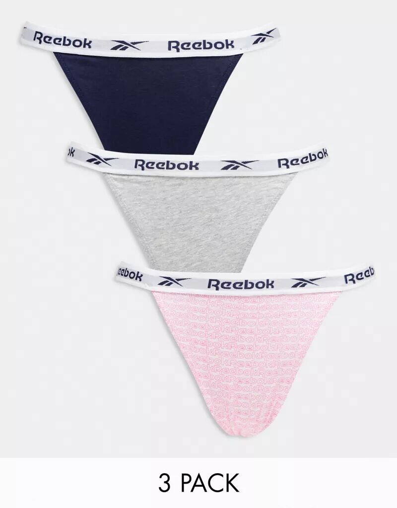 

Набор из трех трусов-танга Reebok Verna темно-розового и серо-марлевого цветов