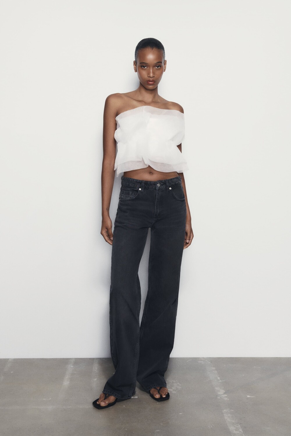 

Топ-бандо из органической ткани Zara, белый
