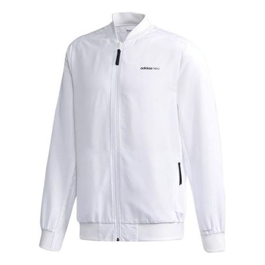 Куртка adidas neo Solid Color Casual Zipper aviator Jacket White, белый