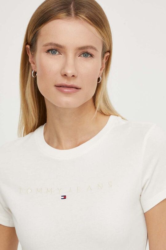 

Хлопковая футболка Tommy Jeans, бежевый