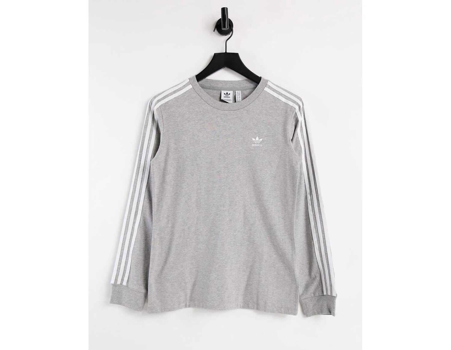 

Серая футболка с длинным рукавом с тремя полосками adidas Originals adicolor