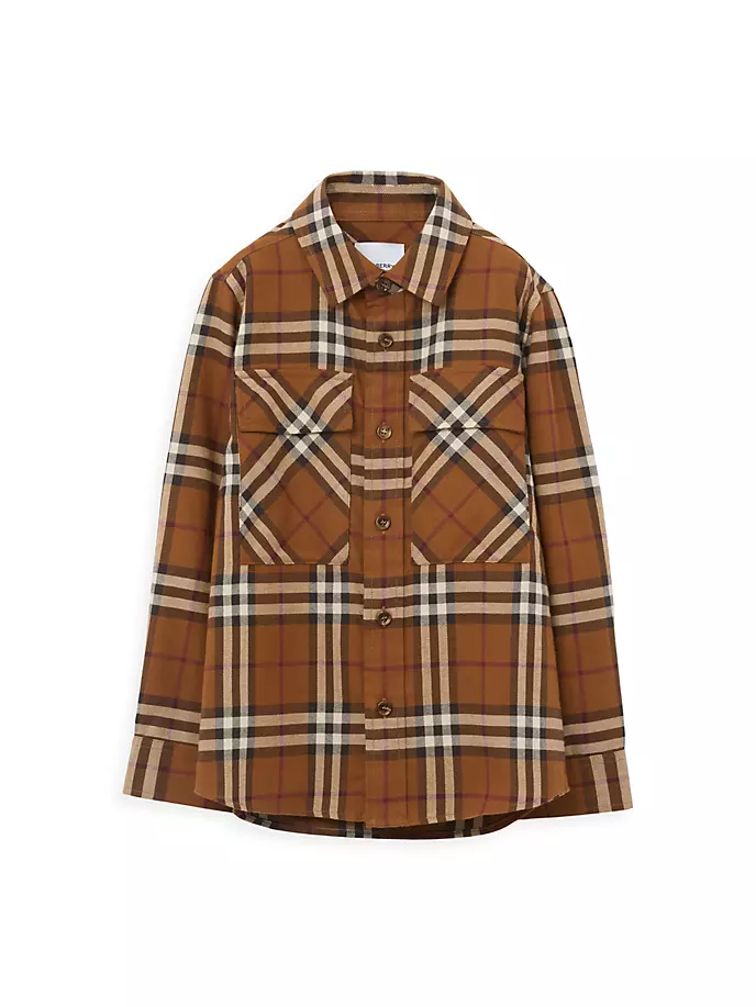 

Рубашка в клетку Owen для маленьких мальчиков и мальчиков Burberry, цвет dark birch check