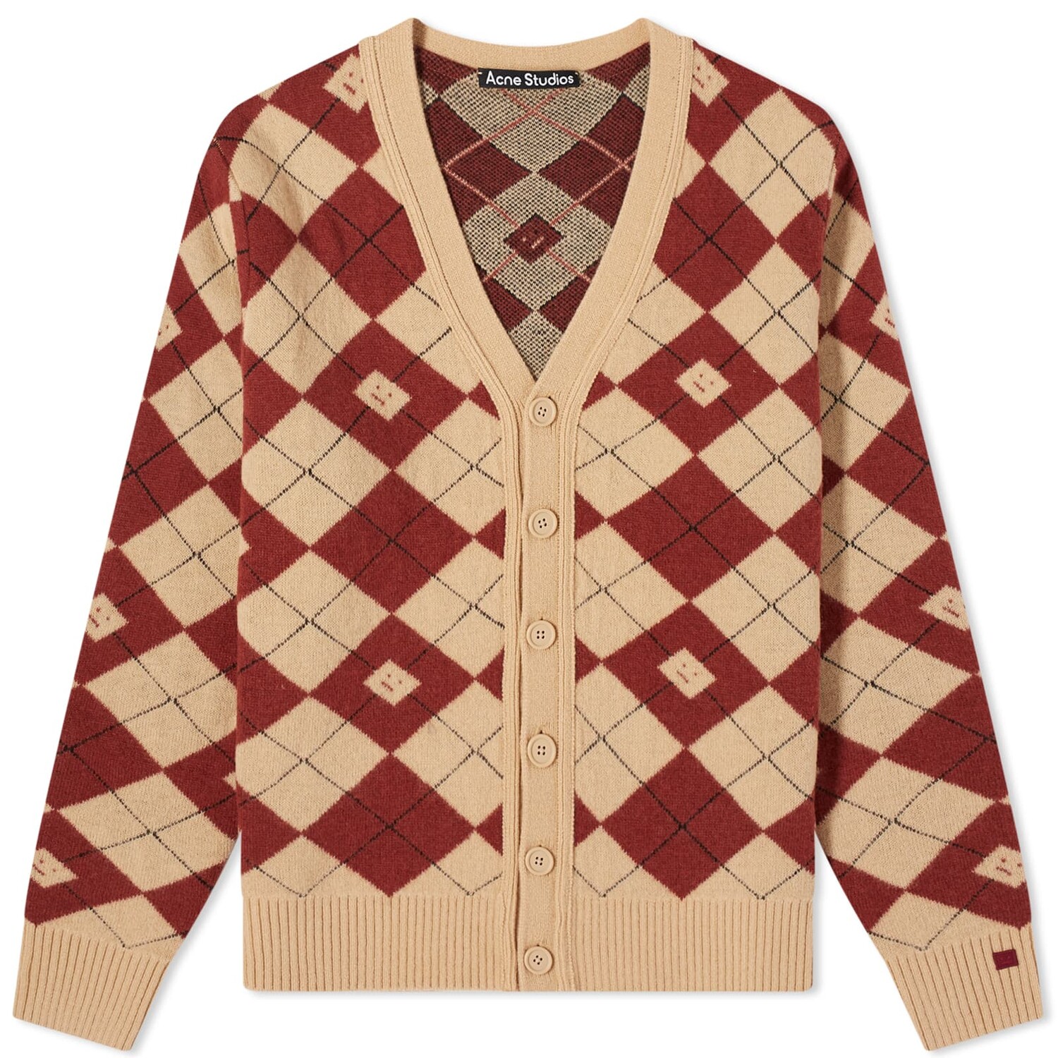 

Кардиган Acne Studios Kwanny Argyle Face, цвет Biscuit Beige & Deep Red