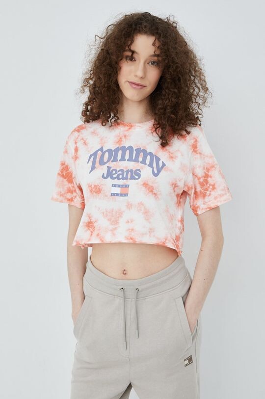 Хлопковая футболка DW0DW12728.PPYY Tommy Jeans, розовый