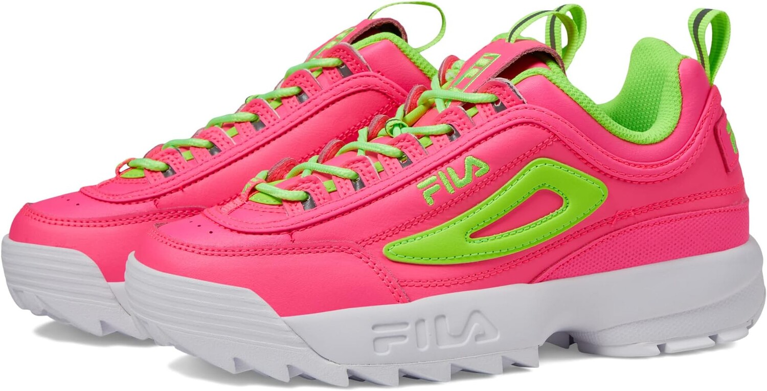 

Кроссовки Disruptor II Premium Fila, цвет Knockout Pink/Green Gecko/White