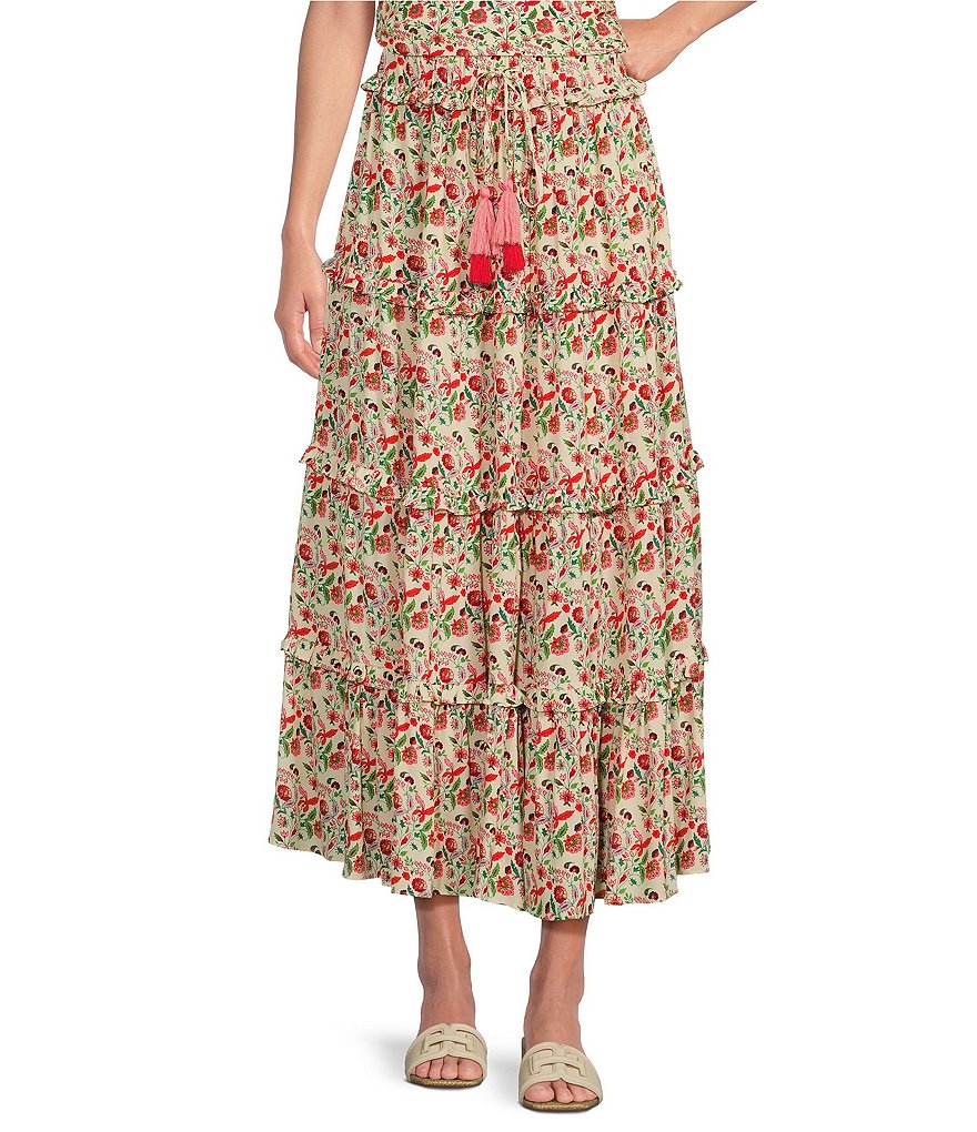 Многоярусная длинная юбка Gibson & Latimer с цветочным принтом, цветочный
