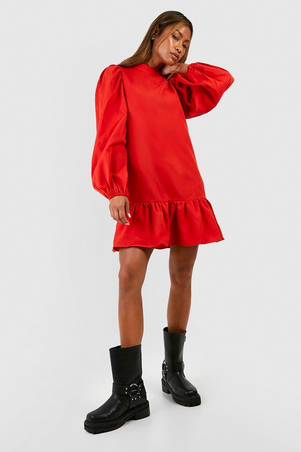 

Платье с рюшами Boohoo, ржавый