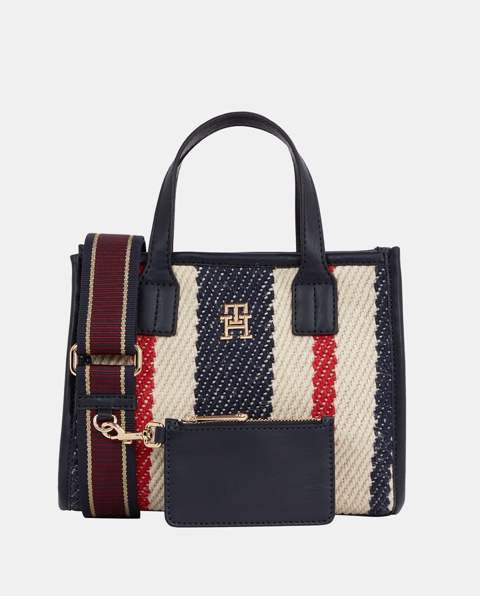 

Маленькая сумка-тоут крючком с фирменными трехцветными полосками Tommy Hilfiger, мультиколор