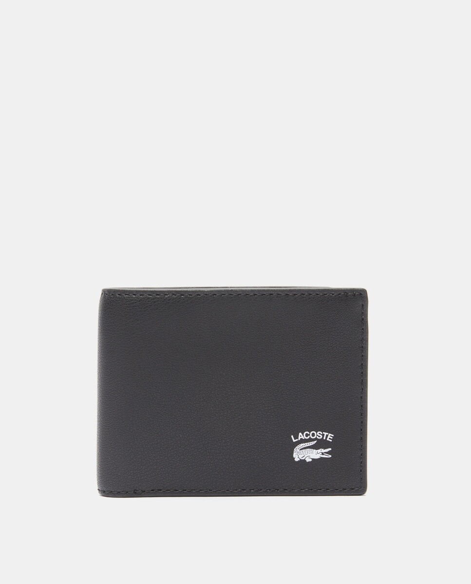 

Черный кожаный кошелек с разными отделениями Lacoste, черный