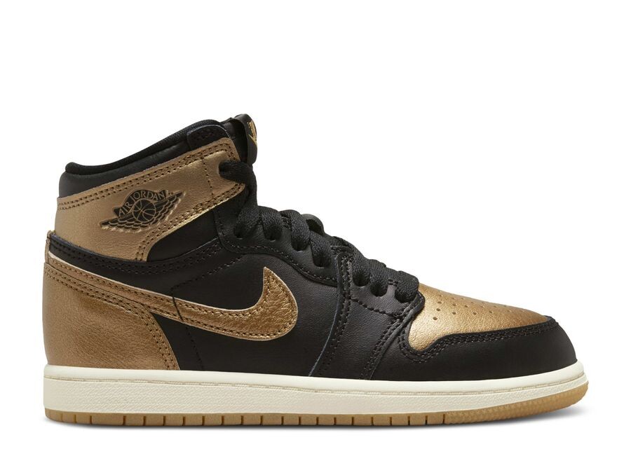 

Кроссовки Air Jordan Jordan 1 Retro High OG PS, цвет Black Metallic Gold