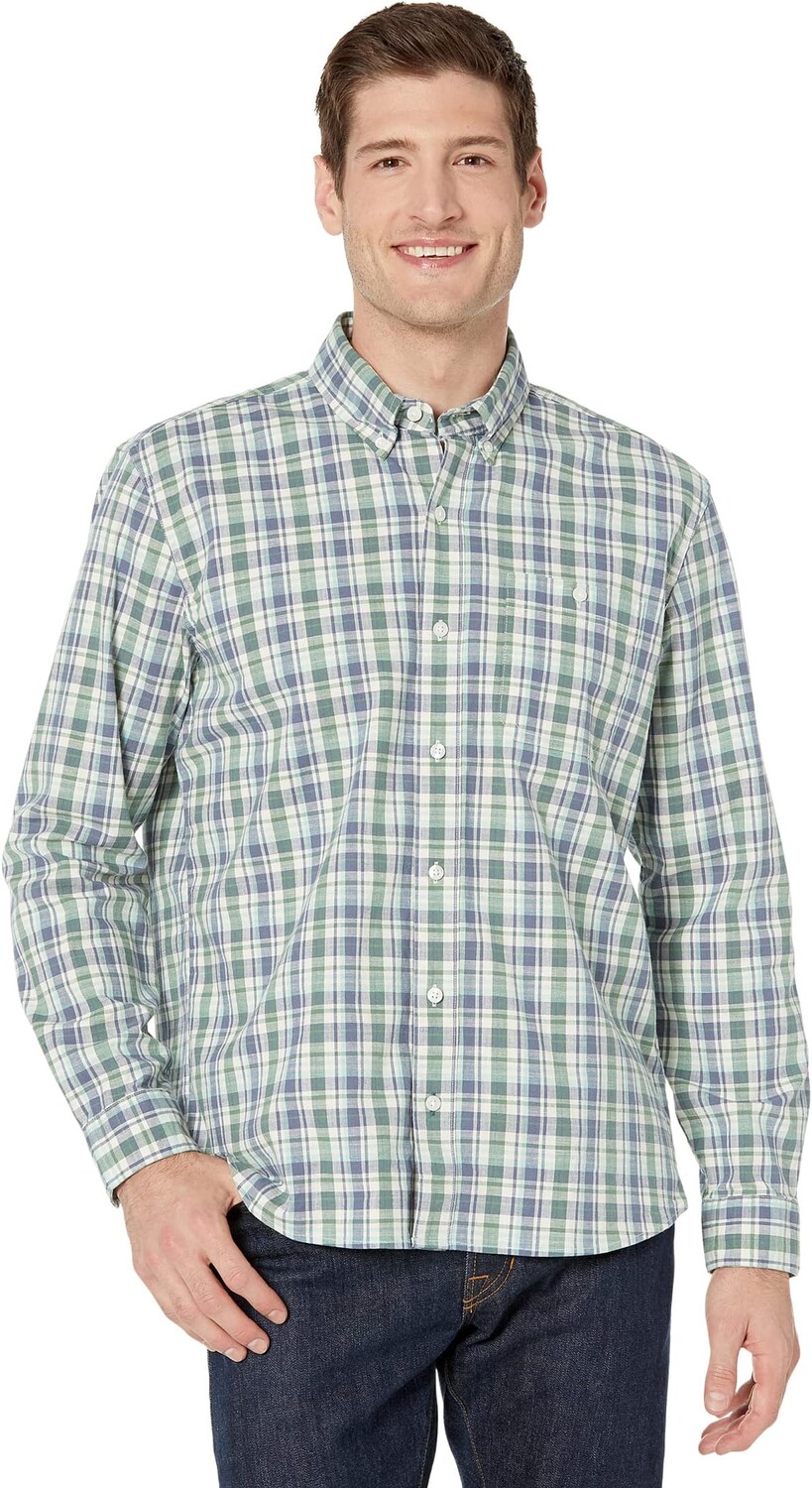 

Рубашка L.L.Bean Comfort Stretch Chambray Shirt Long Sleeve Traditional Fit Plaid, цвет Light Everglade