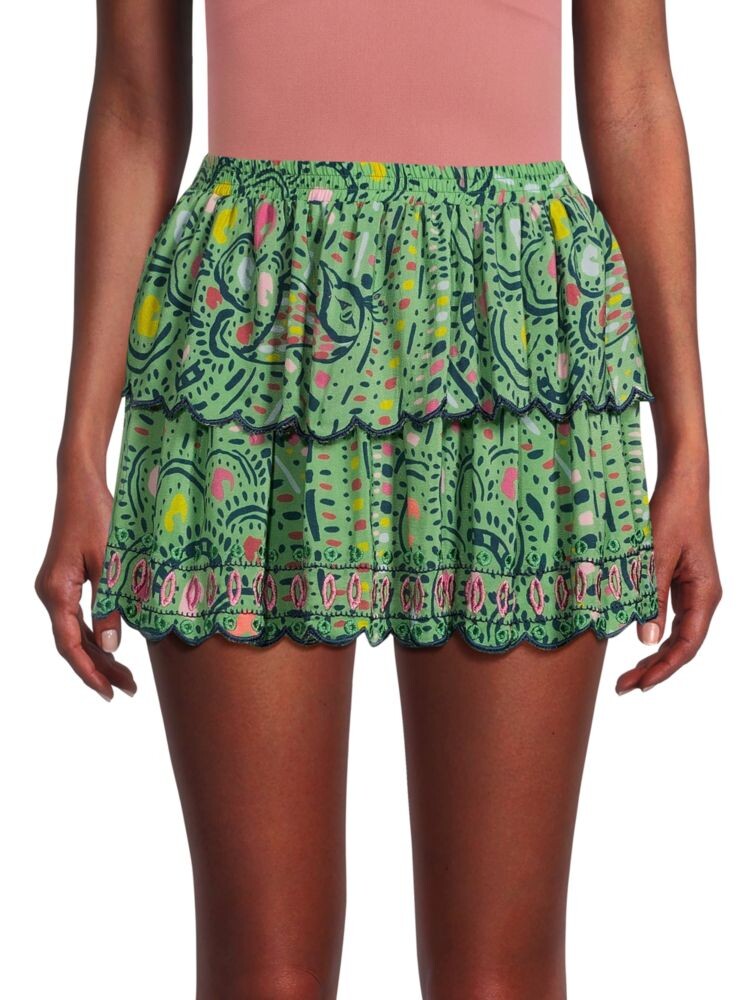 

Многоярусная мини-юбка с принтом Morgan Taj By Sabrina, цвет Green Multicolor