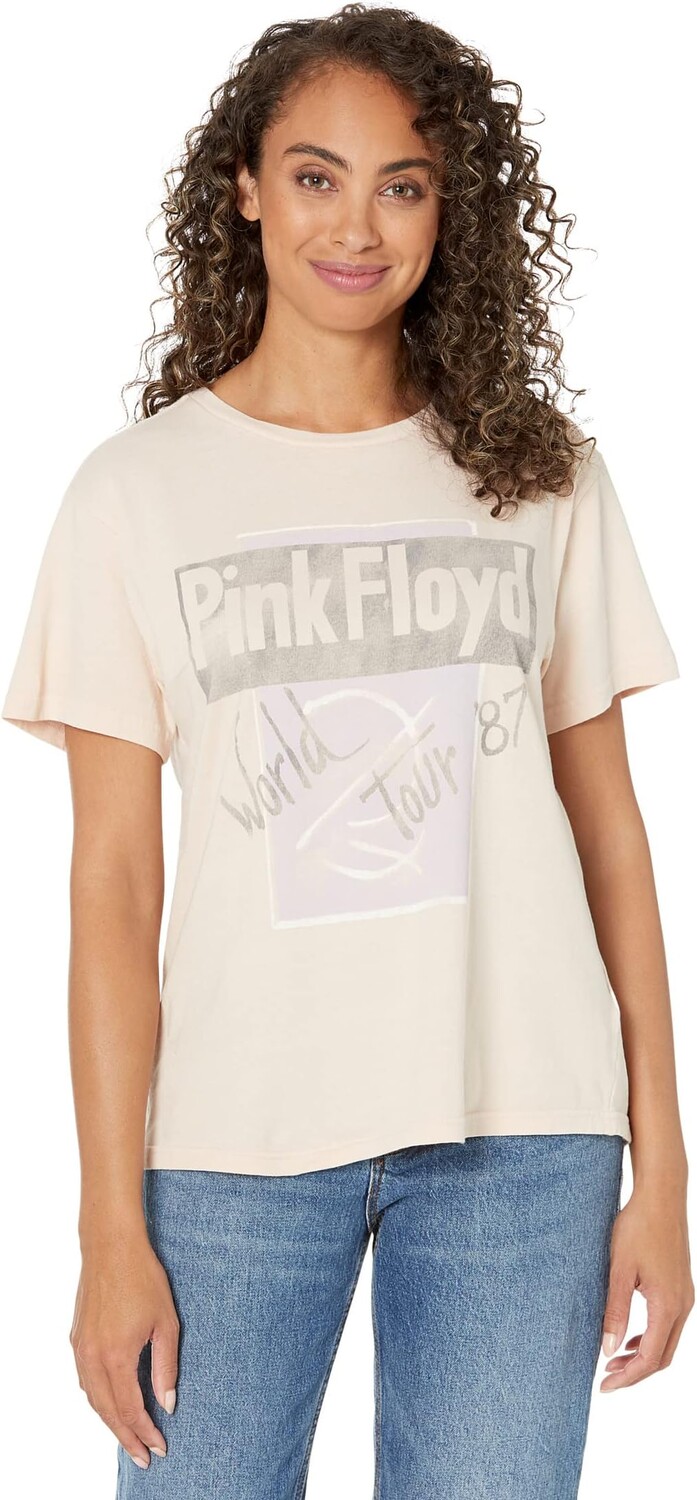 

Футболка бойфренда Pink Floyd Tour '87 Lucky Brand, цвет Peach Whip