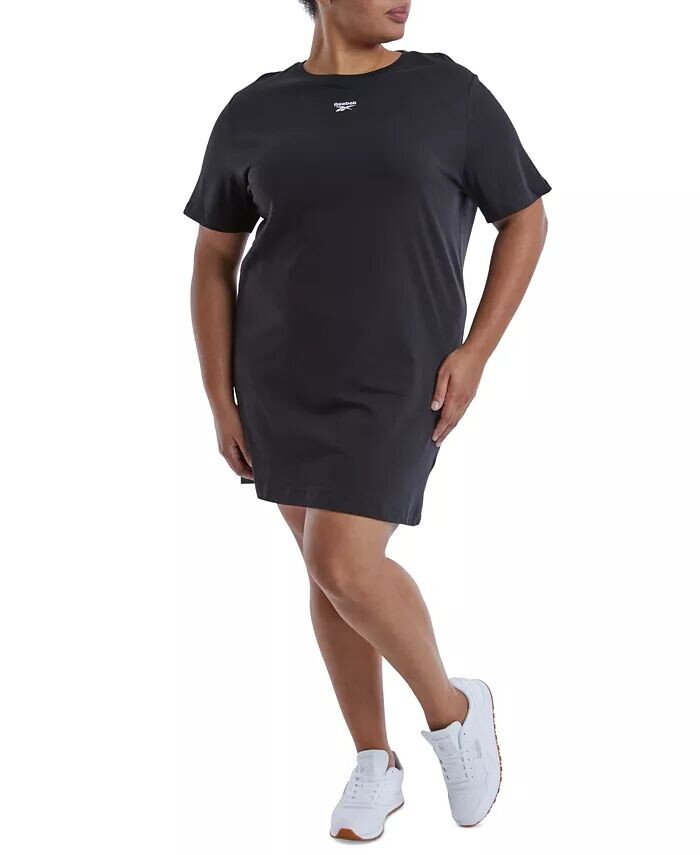 

Платье-футболка из хлопка с короткими рукавами больших размеров Reebok, черный