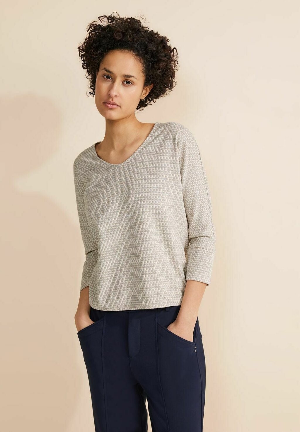 

Рубашка с длинным рукавом V-AUSSCHNITT Street One, цвет beige