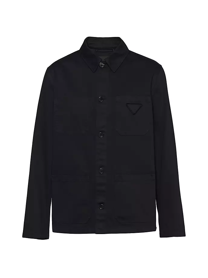 Однобортный хлопковый пиджак Prada, черный
