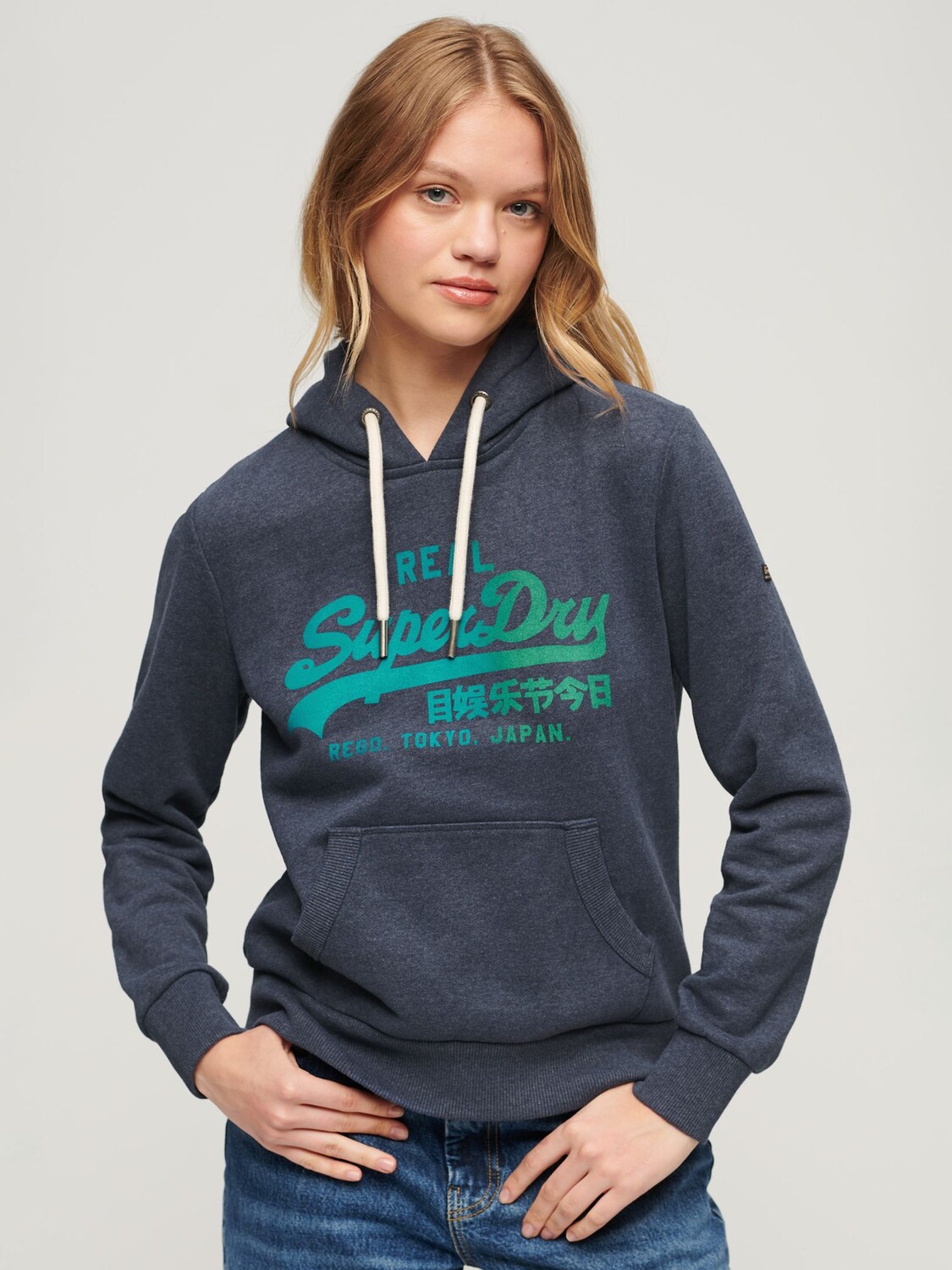 

Худи с графическим логотипом Superdry Tonal Vintage, цвет индиго