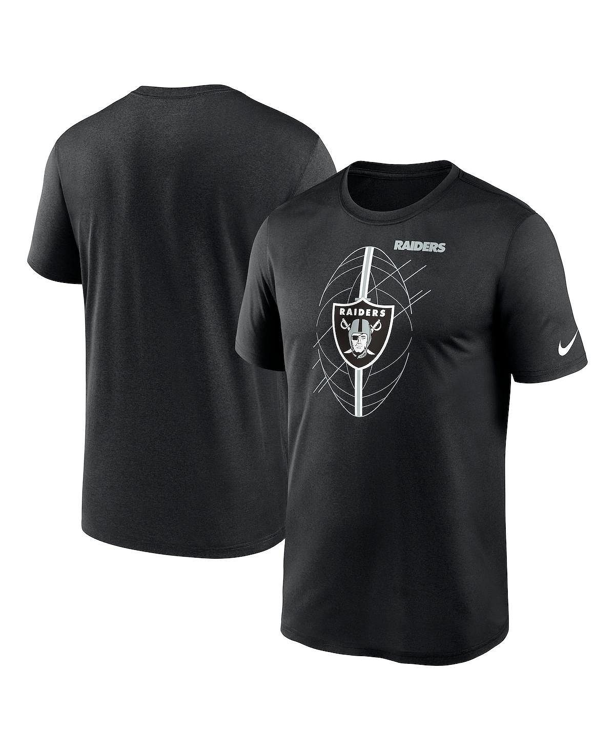 мужская футболка heathered charcoal las vegas raiders horizontal lockup legend nike мульти Мужская черная футболка Las Vegas Raiders Legend Icon Performance Nike