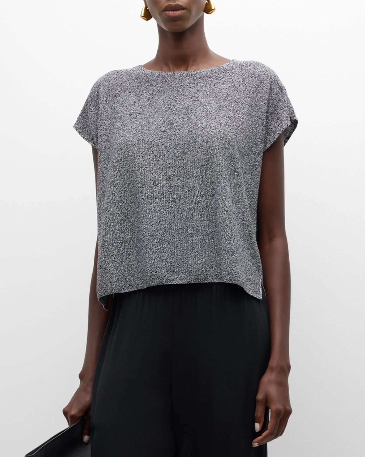 

Трикотажный топ с рукавами «летучая мышь» Eileen Fisher, цвет Blackwhite