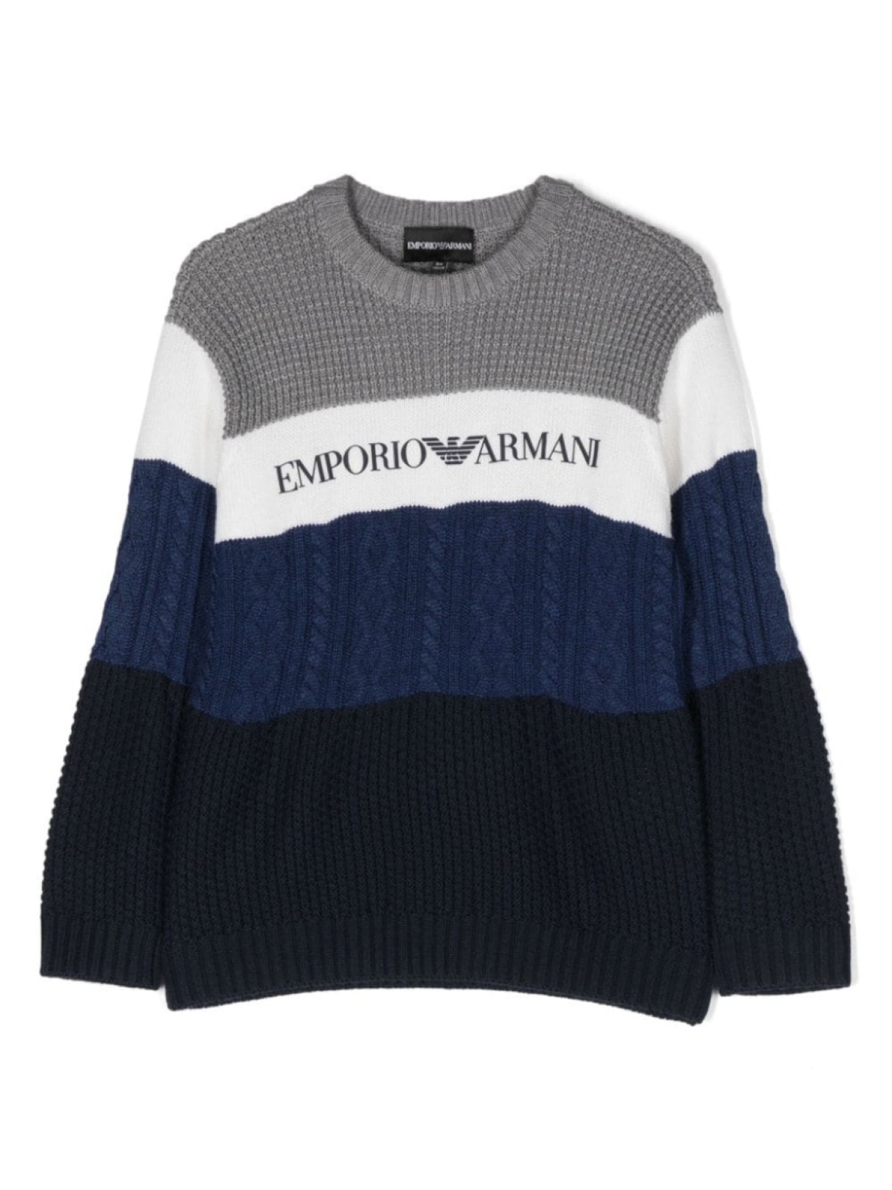 

Emporio Armani полосатый джемпер с логотипом, серый