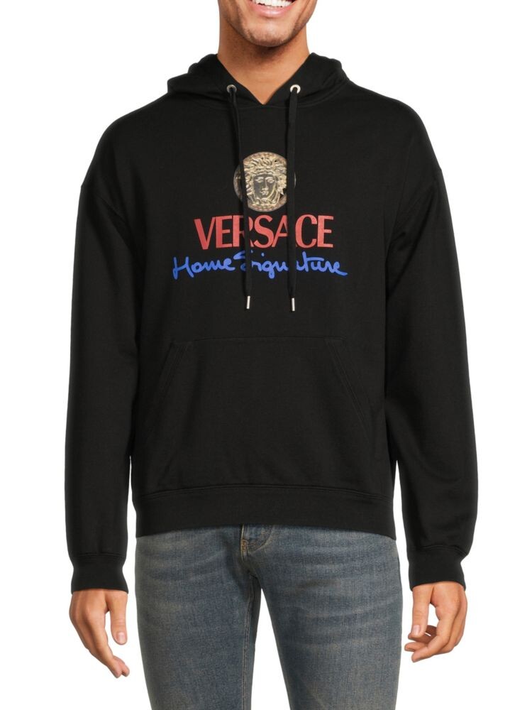 

Толстовка с заниженными плечами и логотипом Versace, черный