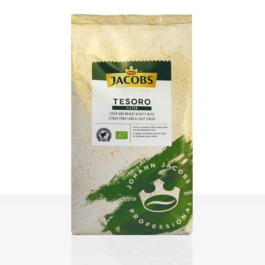 

Якобс Тесоро фильтр-кофе органический - 1 кг молотый кофе, 100% Арабика Jacobs