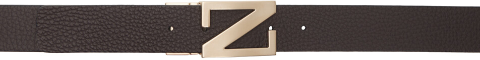 

Коричневый кожаный двусторонний ремень Zegna