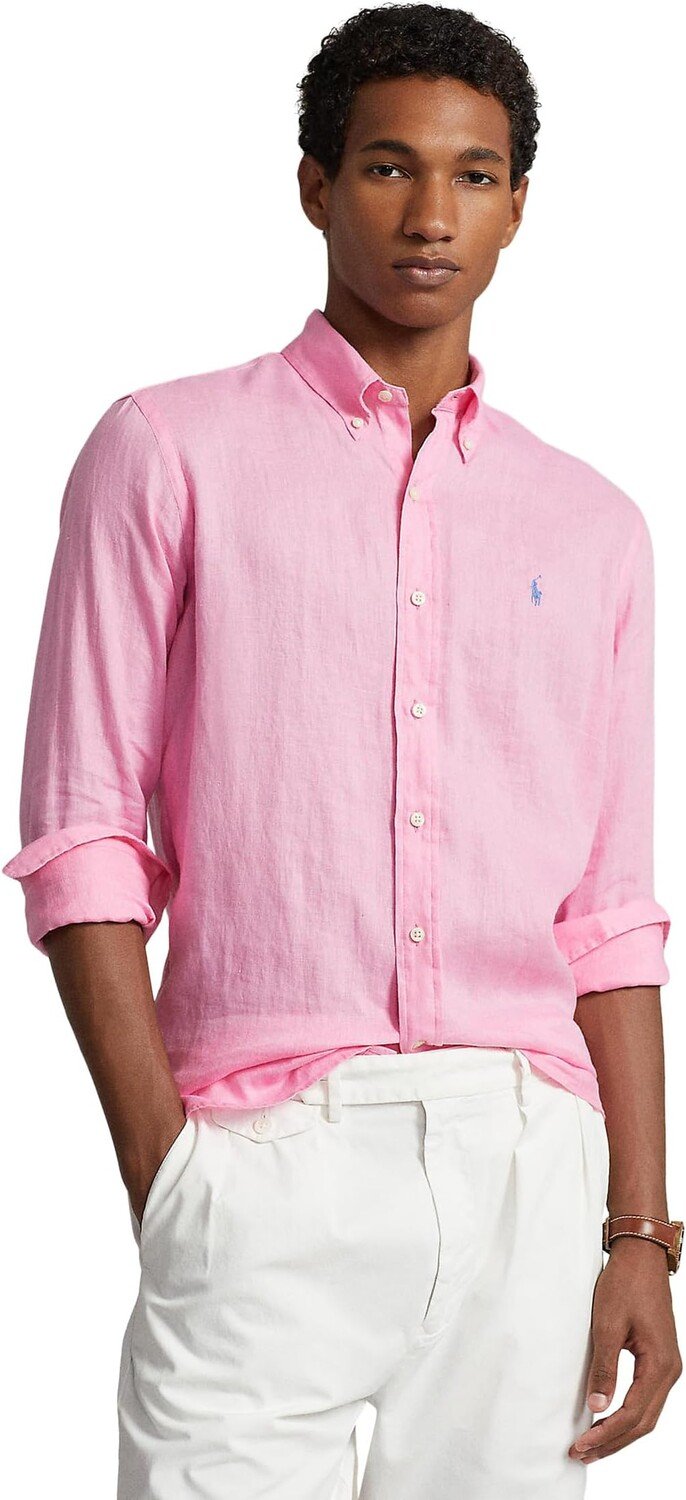 

Льняная рубашка классического кроя с длинными рукавами Polo Ralph Lauren, цвет Harbor Pink