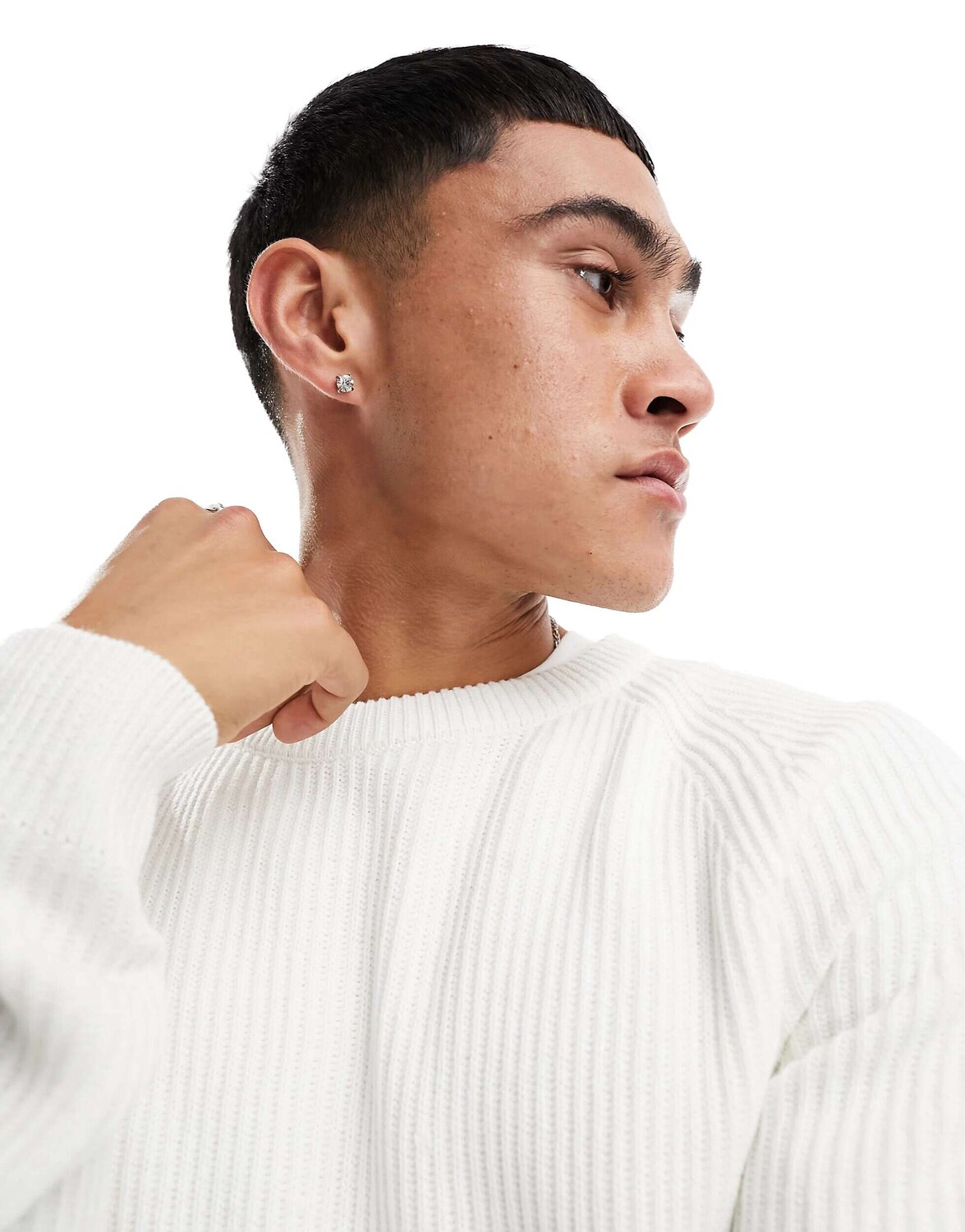 

Белый джемпер в рубчик оверсайз Jack & Jones