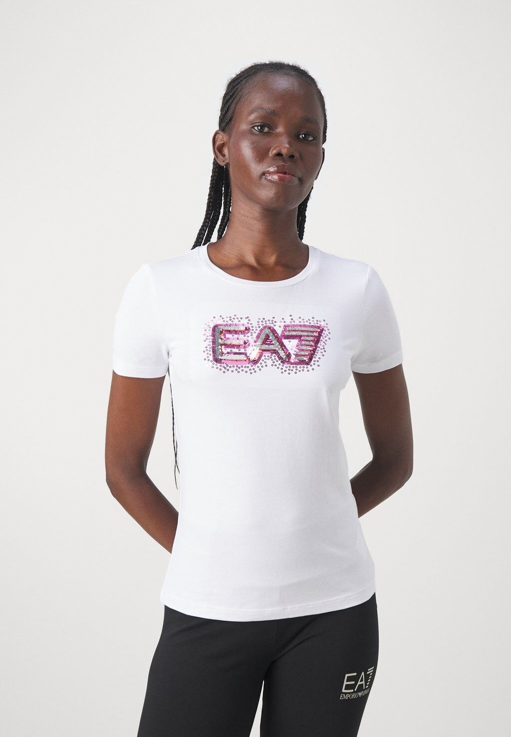 

Футболка с принтом EA7 Emporio Armani, белая, Белый