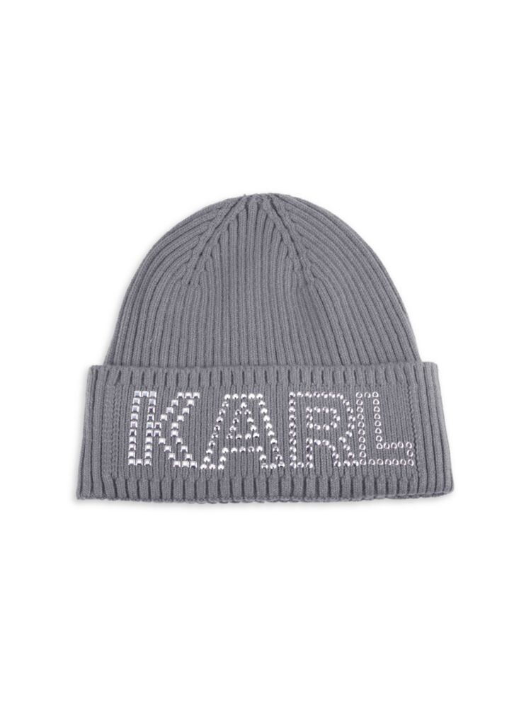 

Шапка-бини с заклепками и логотипом Karl Lagerfeld Paris, серый