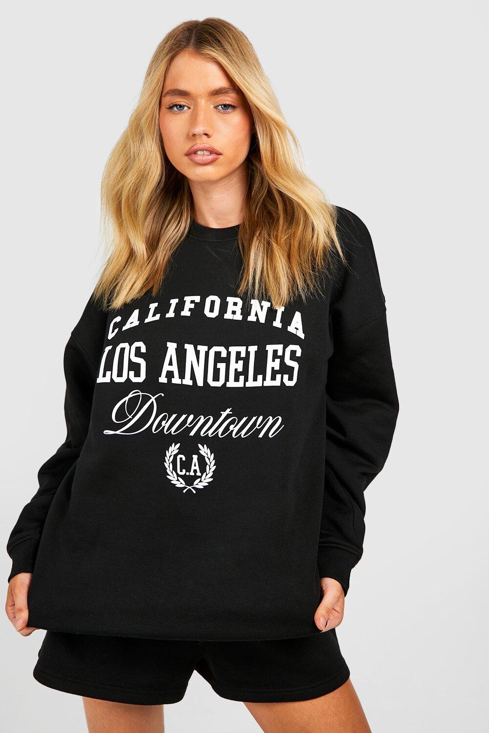 

Свитшот с лозницой los angeles Boohoo, черный