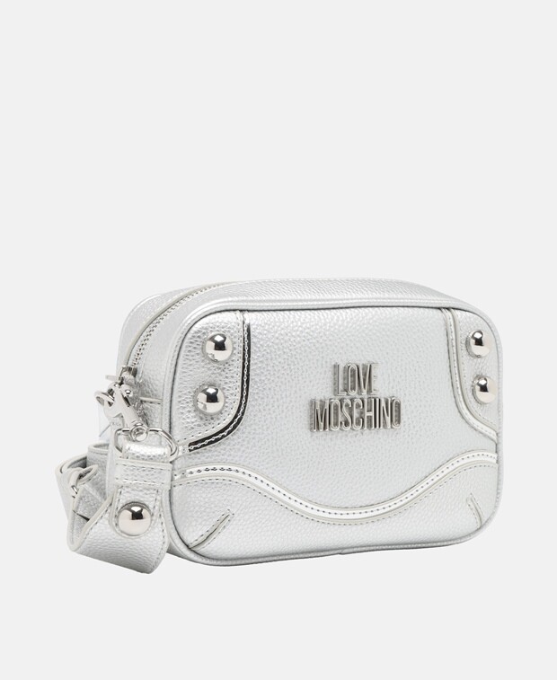 

Кожаная сумка через плечо Love Moschino, серебряный