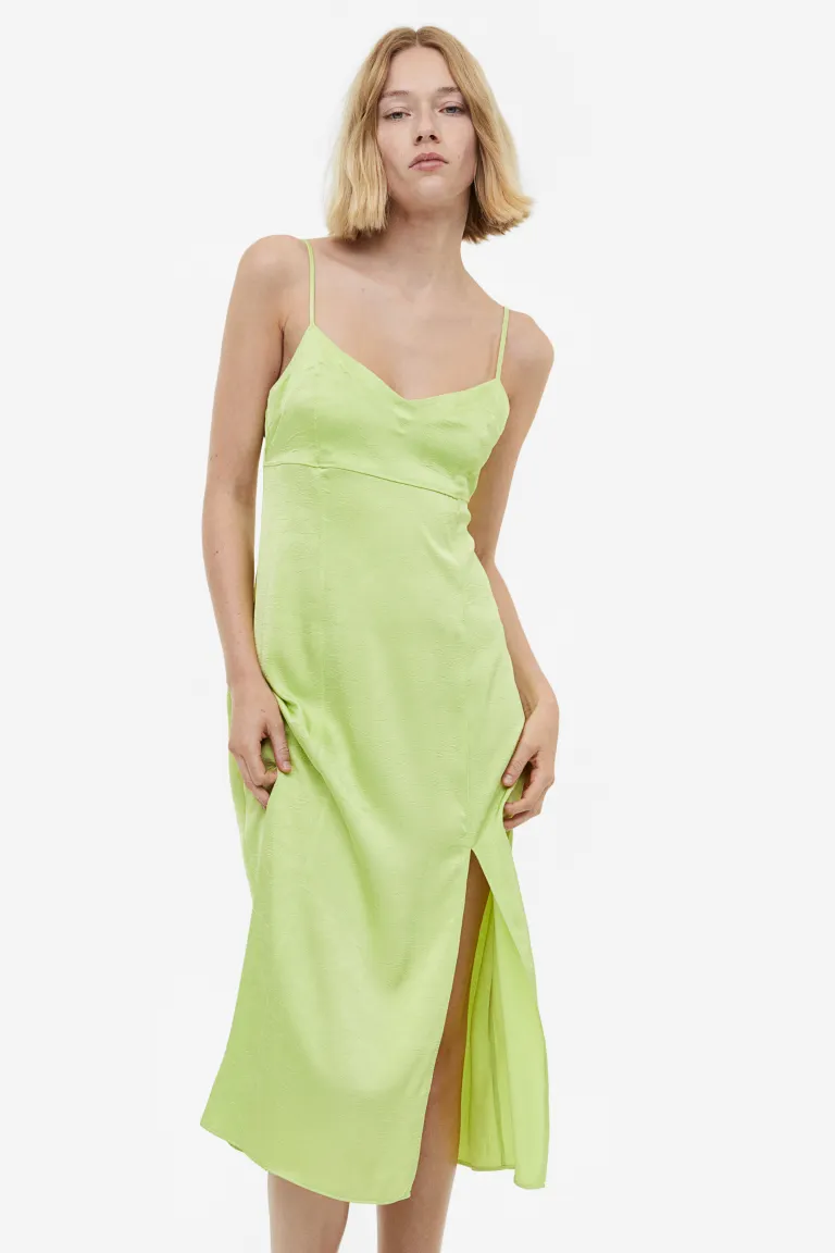 Платье с открытой спиной H&M, зеленый