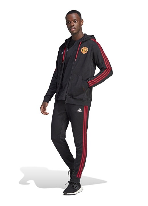 

Черная мужская куртка на молнии с капюшоном стандартного кроя Adidas, Черный